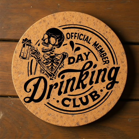 'Drinking Club' Lasered Cork Coasters for Drinks (6 Pack)