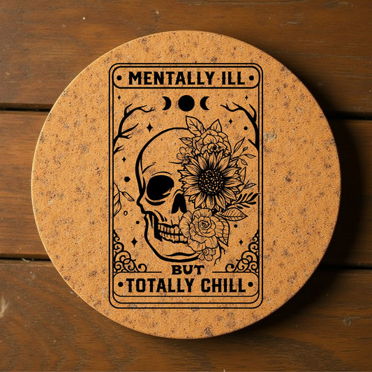 'Totally Chill' Lasered Cork Coasters for Drinks (6 Pack)